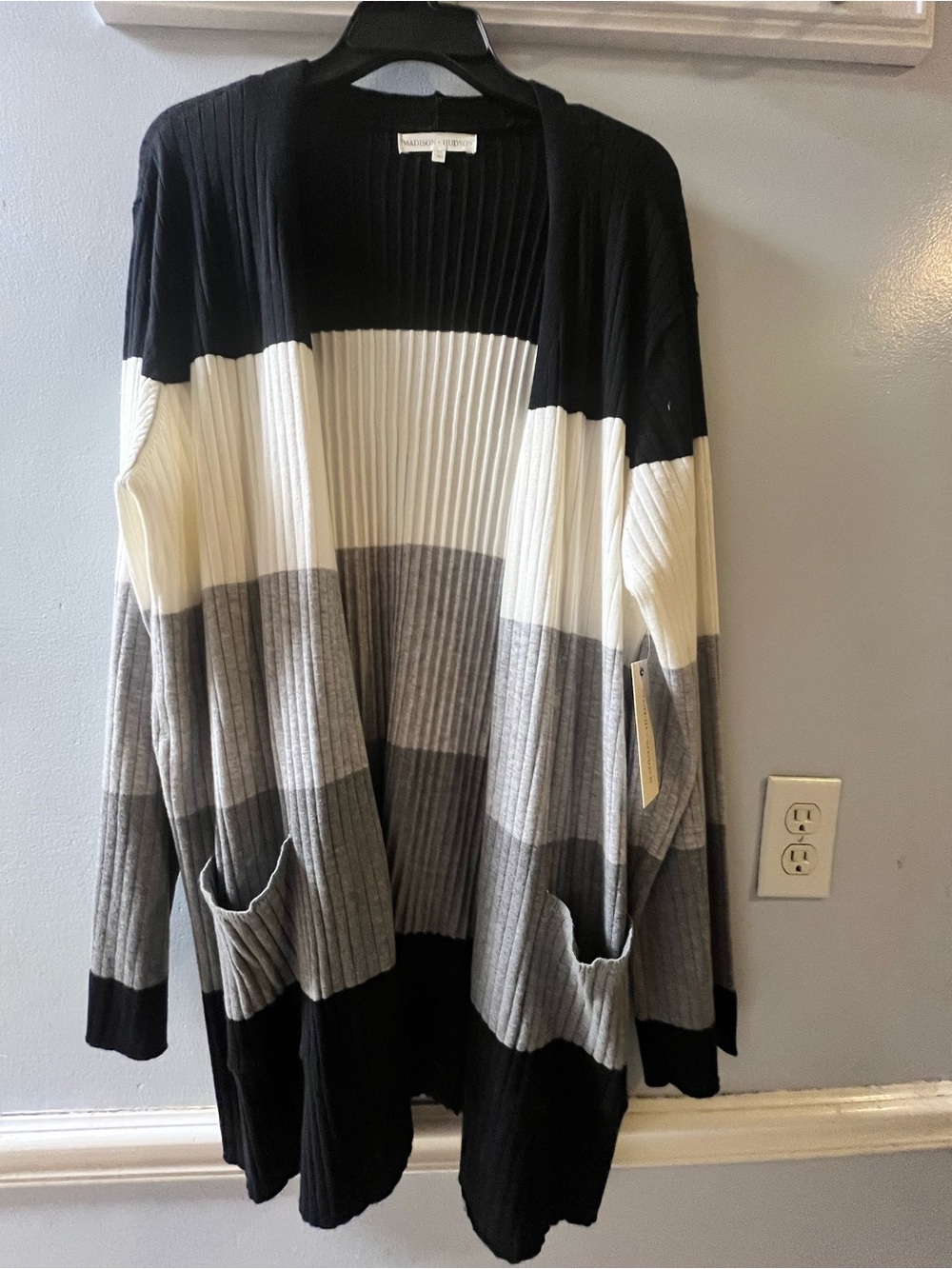 Madison & Hudson Colorblock Open-Front Ribbed Cardigan Plus size 3X New With Tag
